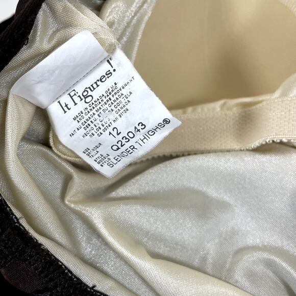 IT FIGURES Slender Thighs Chocolate Brown Daisy Print Empire Wrap Swim Dress‎ 12 - Picture 4 of 9